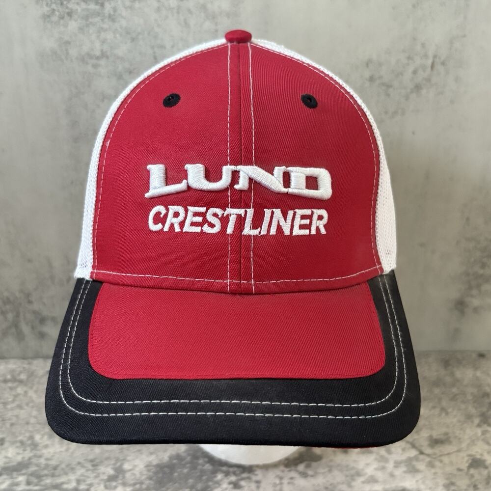 Lund Crestliner Red Trucker Hat Adjustable Cap Marine Boats Fishing